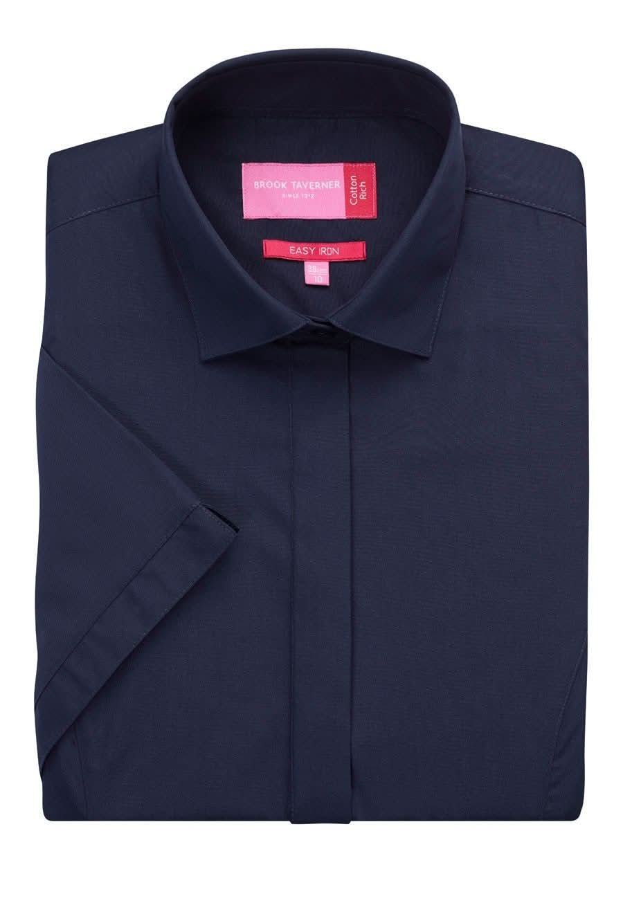Modena Ladies Short Sleeve Shirt Womens Short Sleeve Shirts Brook Taverner Navy 6