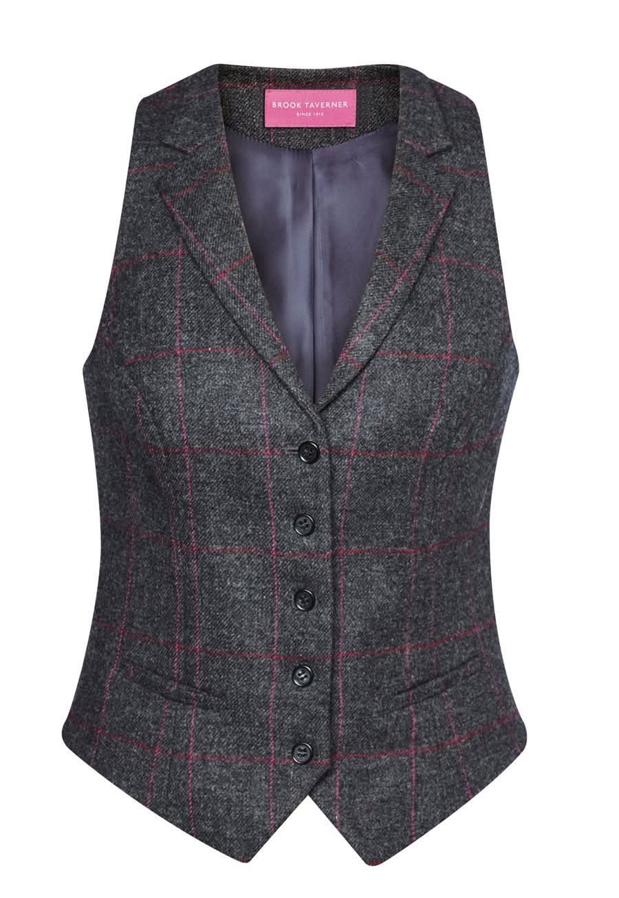 Nashville Woman's Waistcoat Ladies Waistcoat Brook Taverner Charcoal/Pink XS