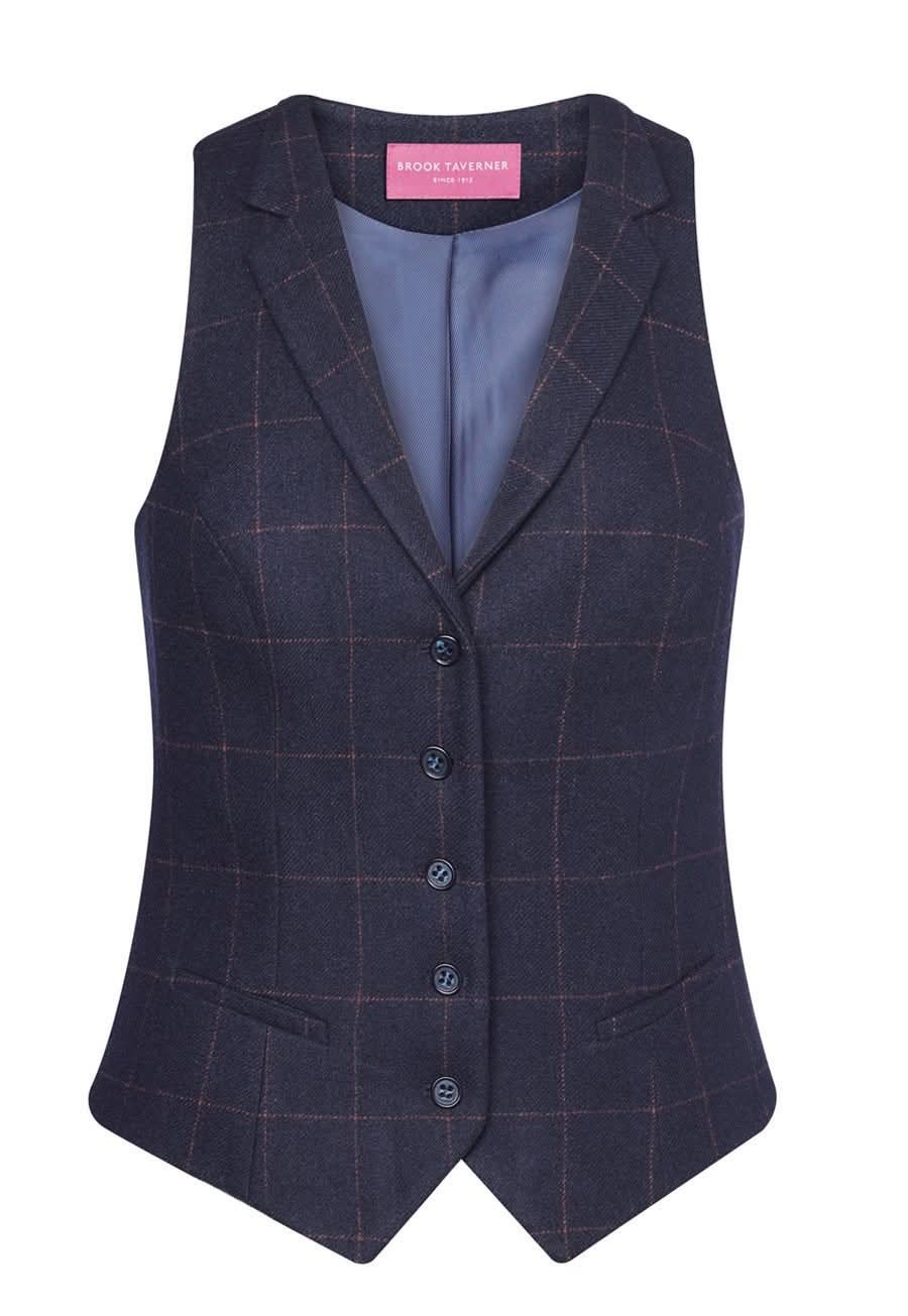 Nashville Woman's Waistcoat Ladies Waistcoat Brook Taverner Navy Check XS