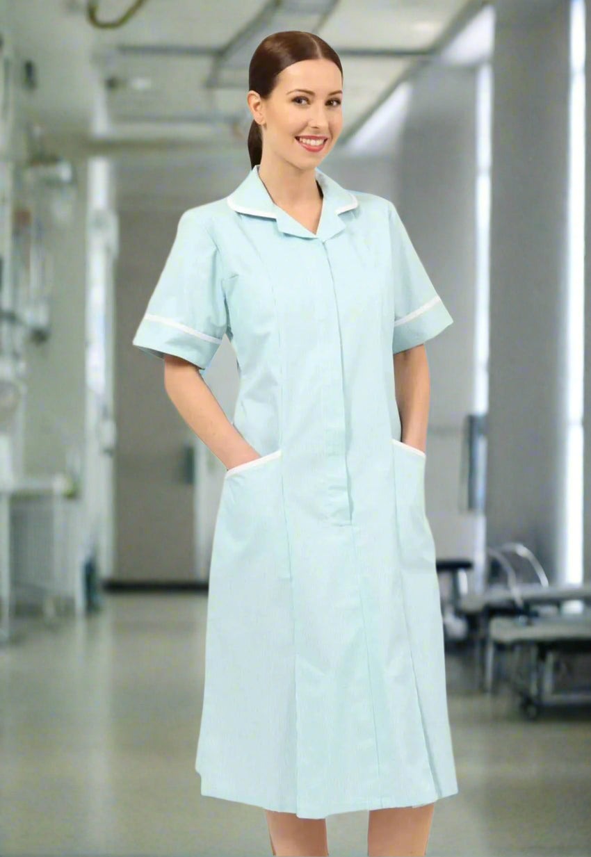 NCLD - Green/White Striped Healthcare Dress Healthcare Dress Behrens
