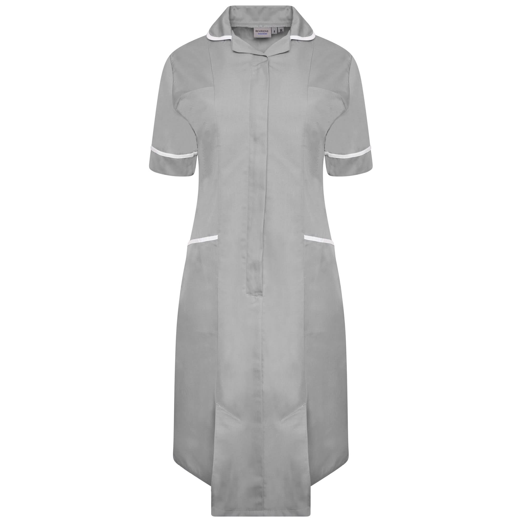 NCLD - Nurse Dress in Grey with White Trim Healthcare Dress Behrens