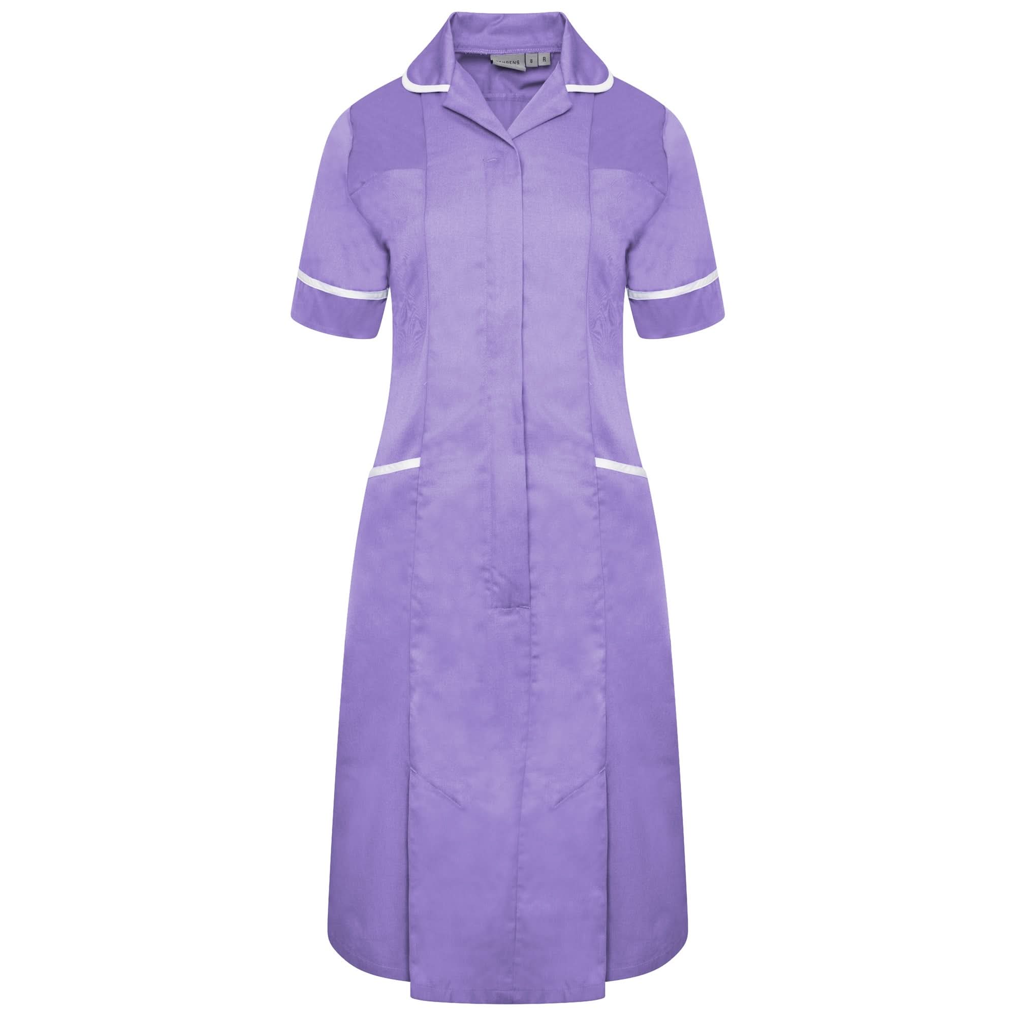 NCLD - Nurse Dress in Lilac with White Trim Healthcare Dress Behrens