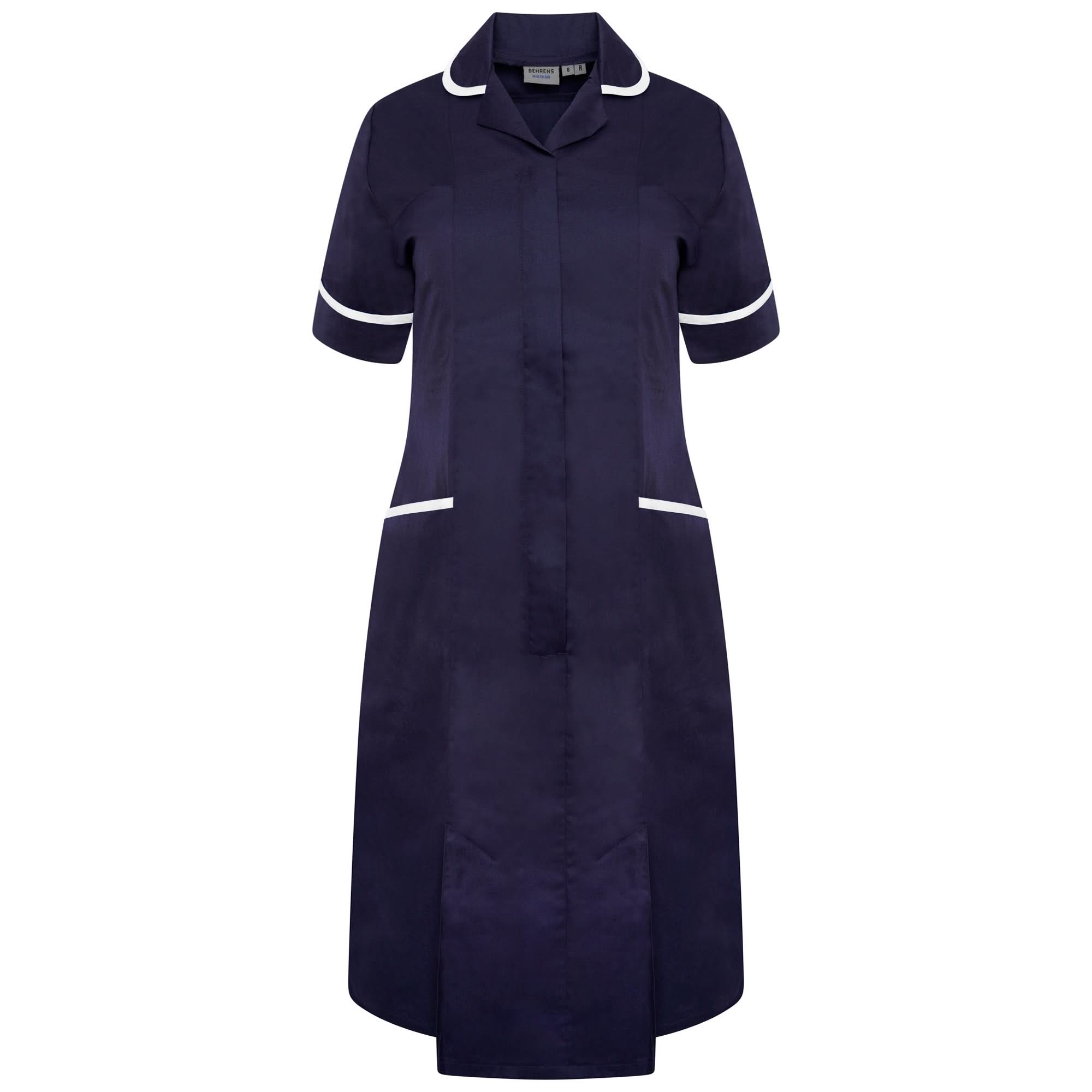 NCLD - Nurse Dress in Navy with White Trim Healthcare Dress Behrens