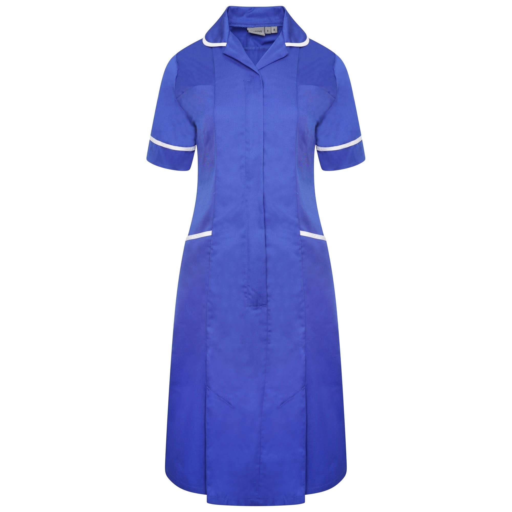 NCLD - Nurse Dress in Royal Blue with White Trim Healthcare Dress Behrens Royal Blue 6 Short