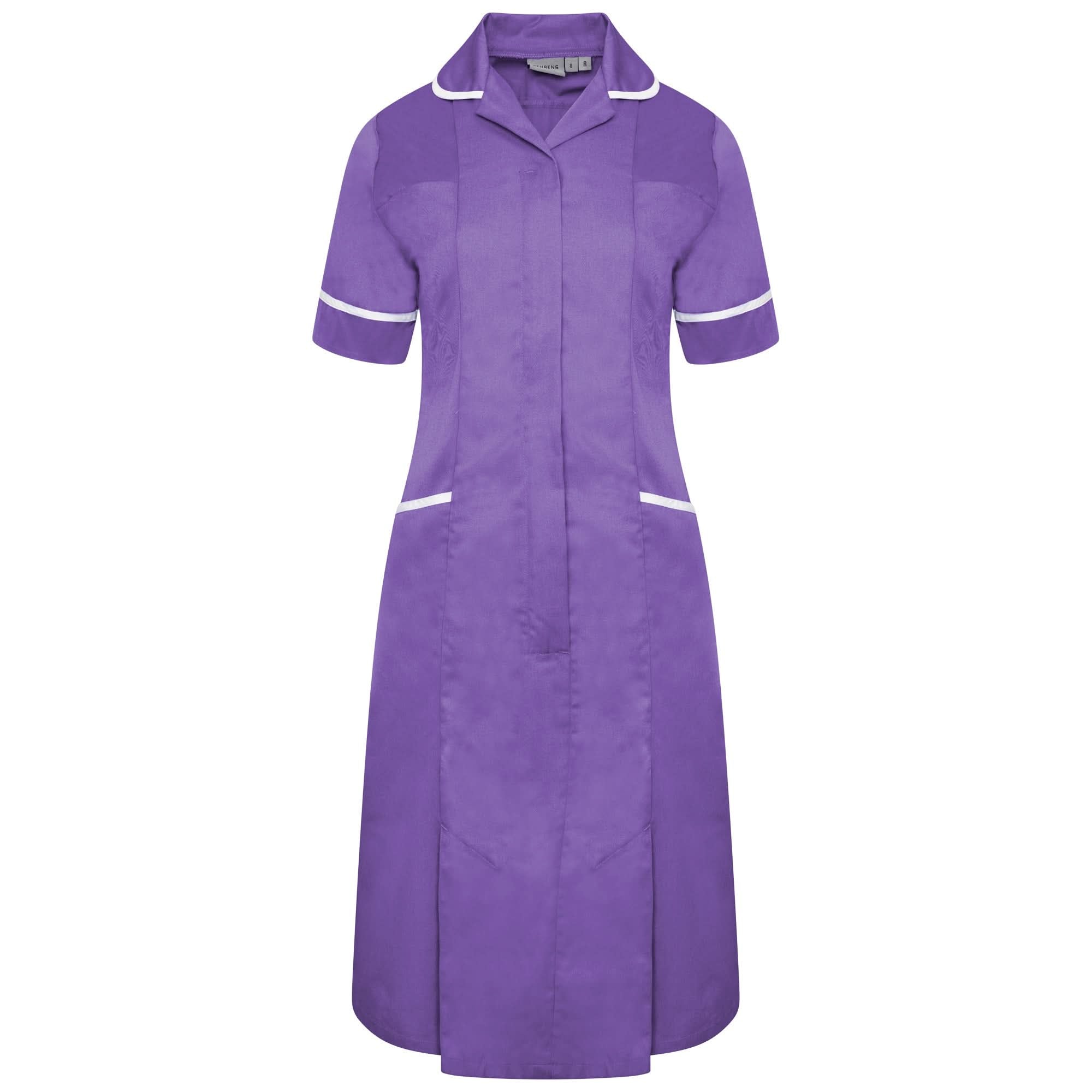 NCLD - Nurse Dress in Purple with White Trim Healthcare Dress Behrens