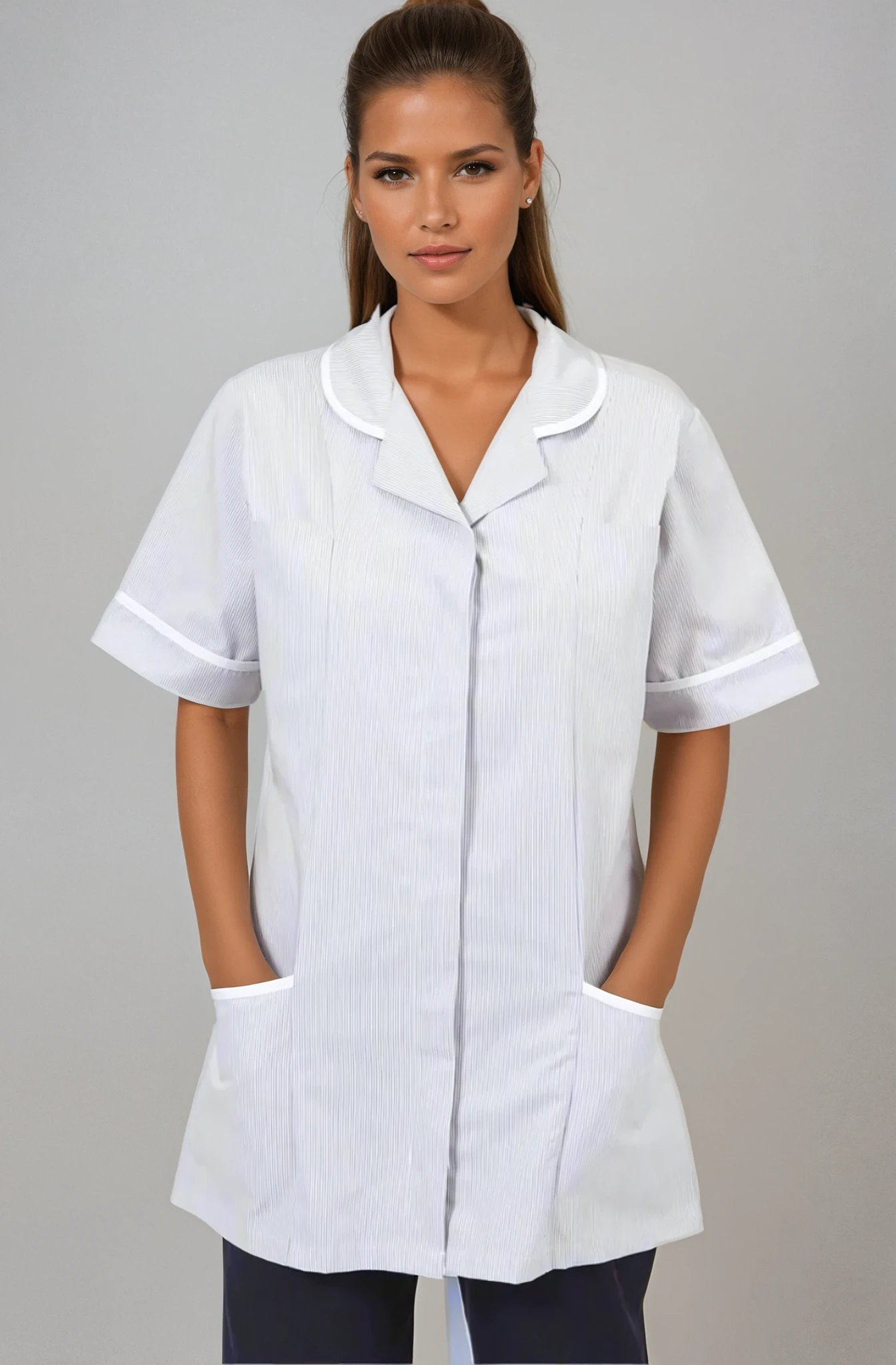 NCLTPS Round Collar Tunic (Striped) Ladies Healthcare Tunic Behrens