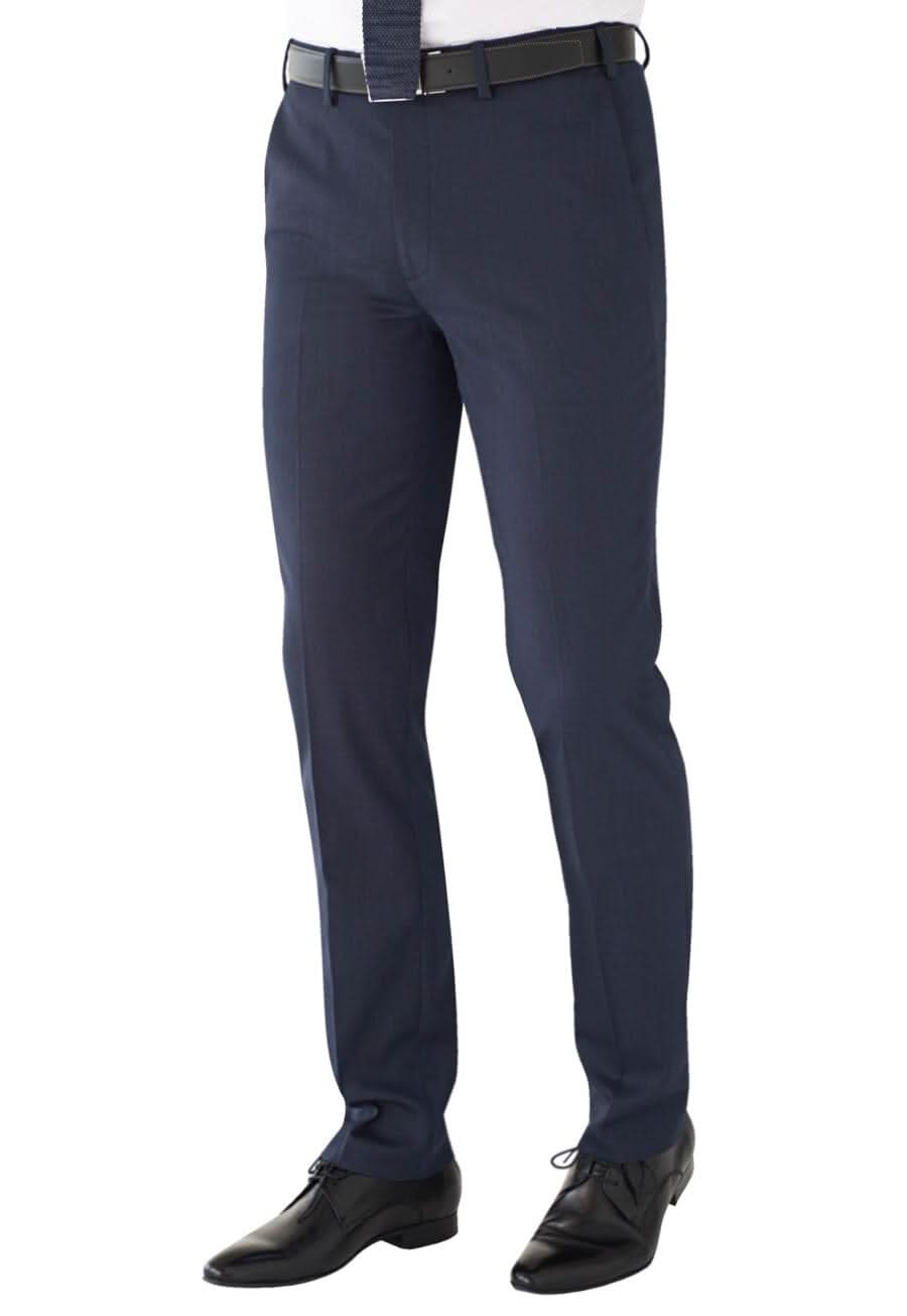 Pegasus Mens Slim Leg Trouser Mens Suit Trouser Brook Taverner Navy Pindot 28 Short (29.5")
