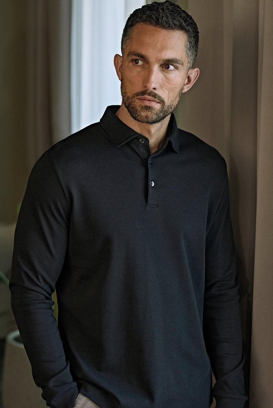 Pima Cotton Long-Sleeve Polo Men Polo Shirt Tee Jays