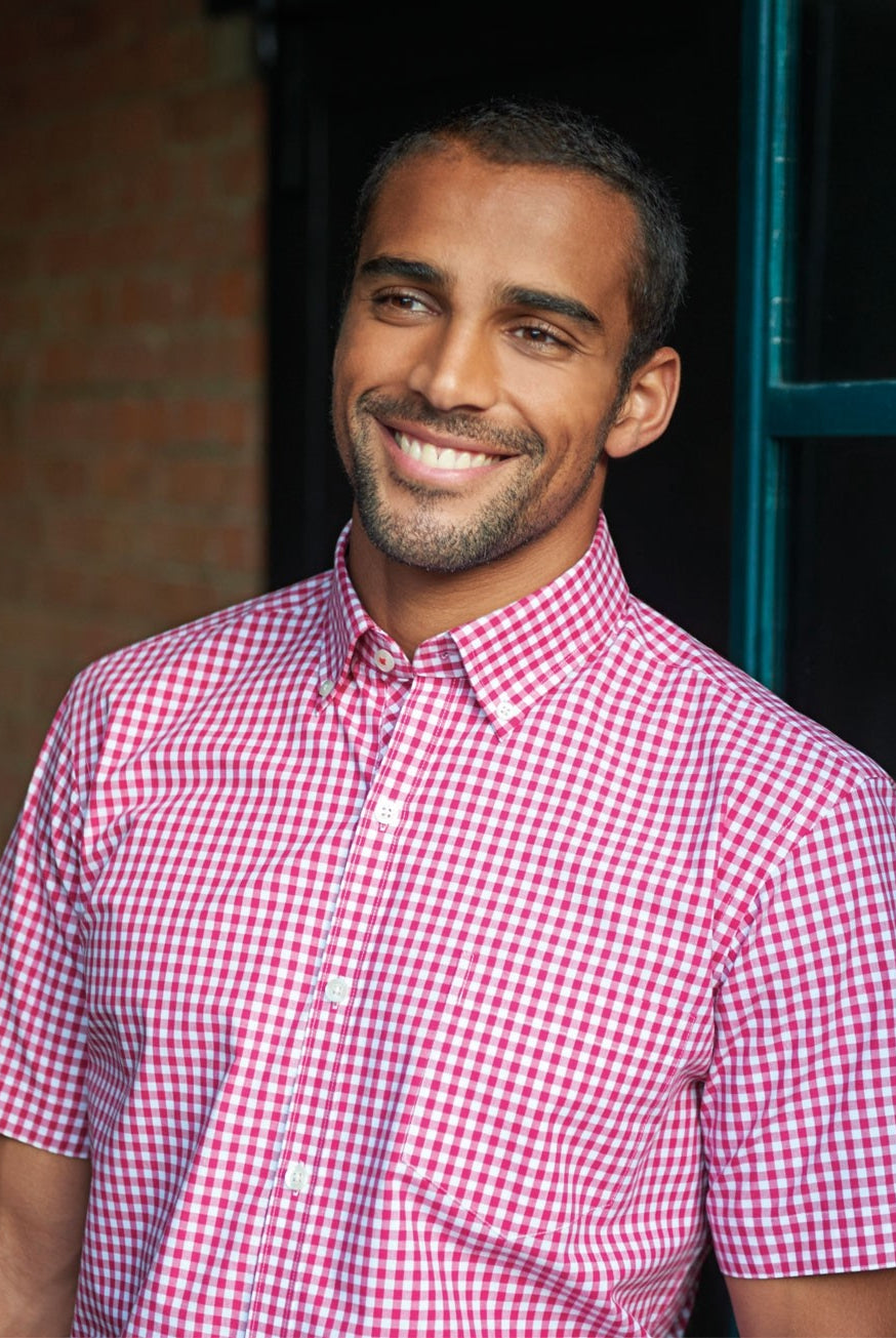 Portland Mens Gingham Shirt Mens Short Sleeve Shirts Brook Taverner