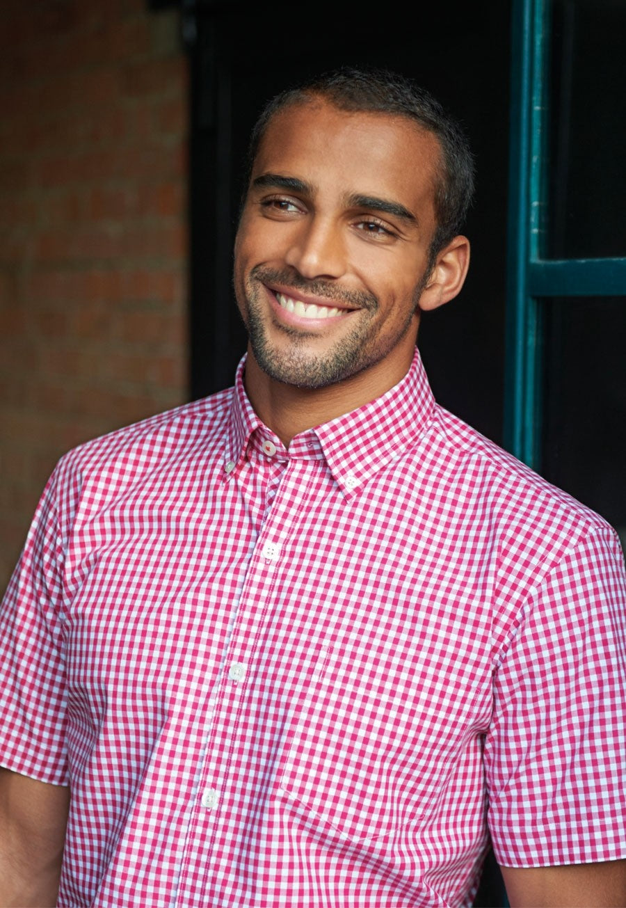 Portland Mens Gingham Shirt Mens Short Sleeve Shirts Brook Taverner