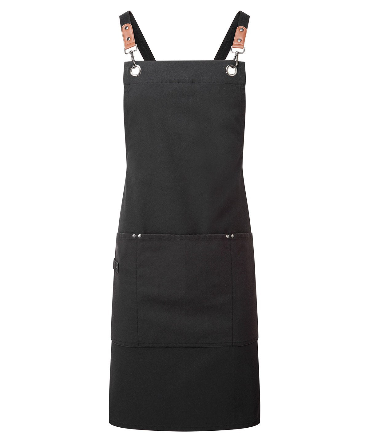 PR182: Clip N Clasp Cross-Back Bib Apron Aprons Premier Black One Size