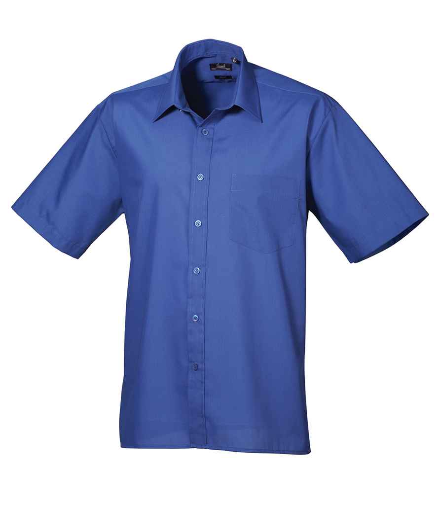 PR202: Mens Short Sleeve Poplin Shirt Mens Short Sleeve Shirts Premier Royal 14.5"