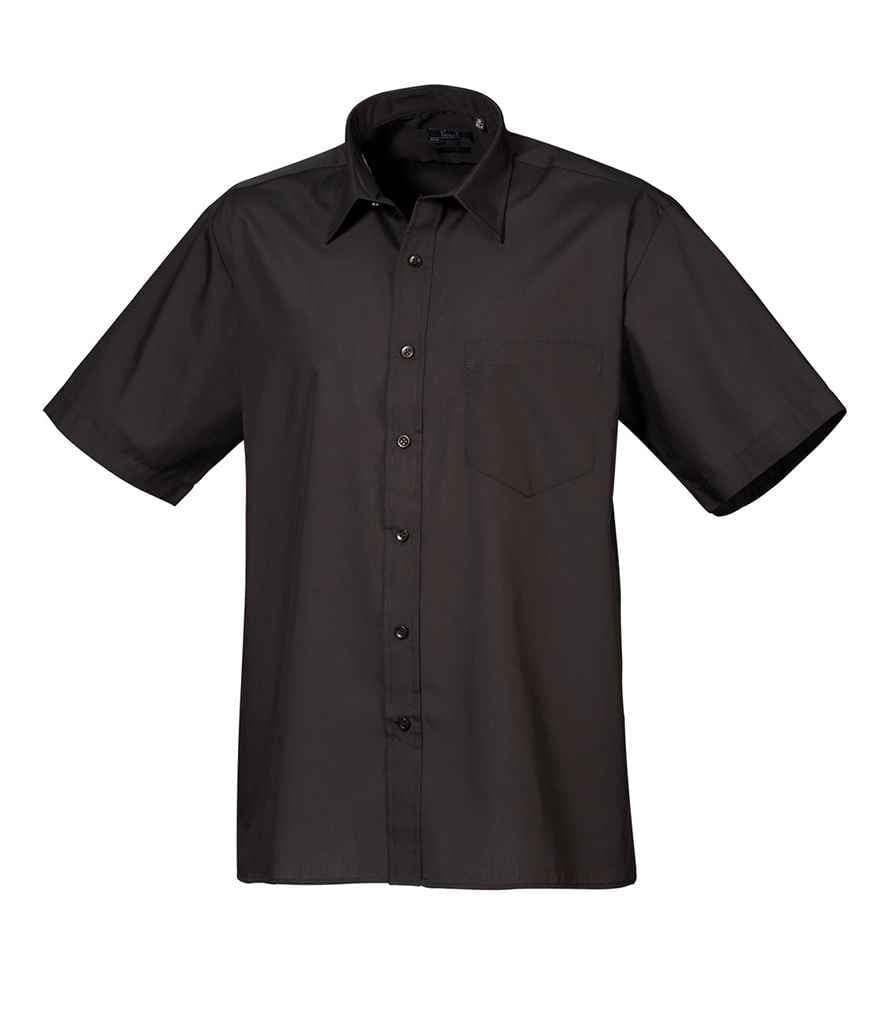 PR202: Mens Short Sleeve Poplin Shirt Mens Short Sleeve Shirts Premier Black 14.5"