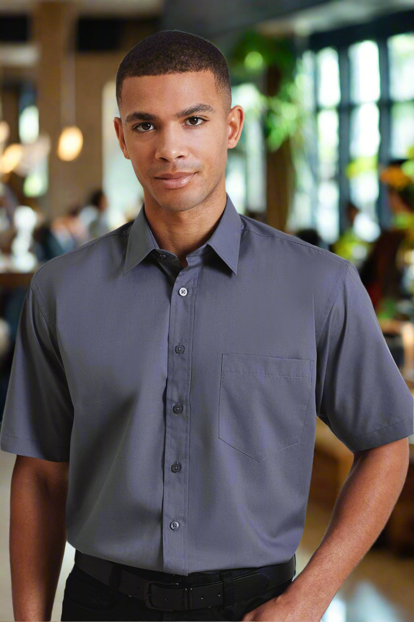 PR202: Mens Short Sleeve Poplin Shirt Mens Short Sleeve Shirts Premier