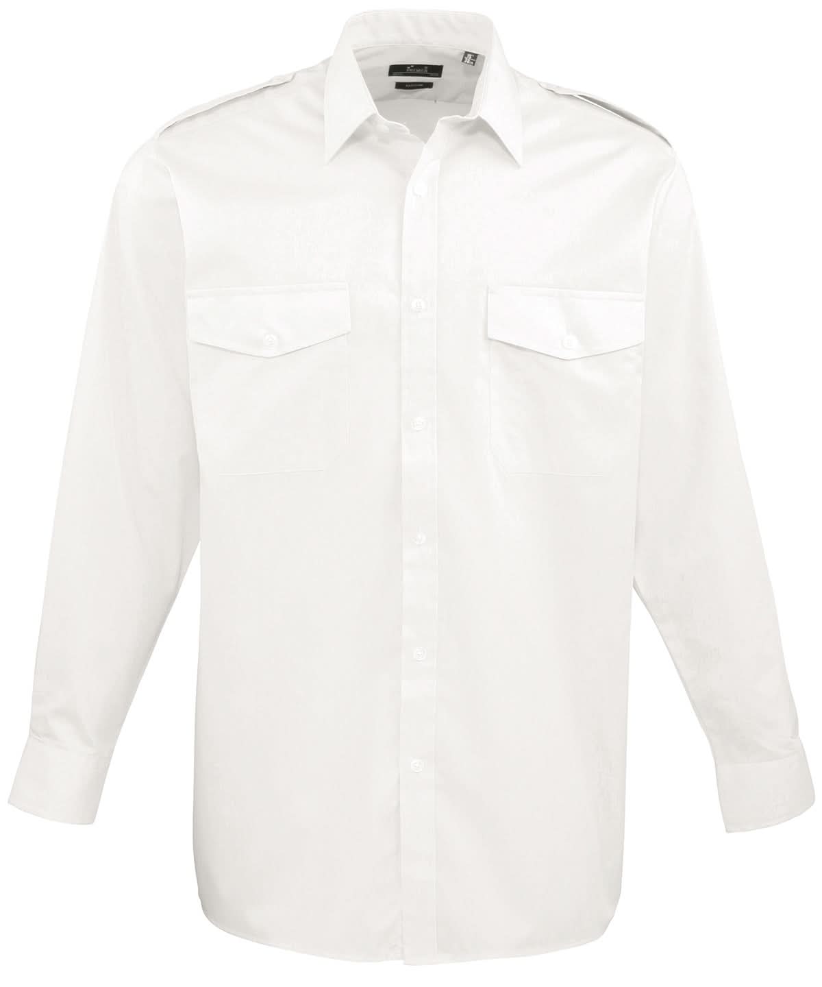 PR210: Long Sleeve Mens Pilot Shirt Mens Long Sleeve Shirts Premier White 14.5"