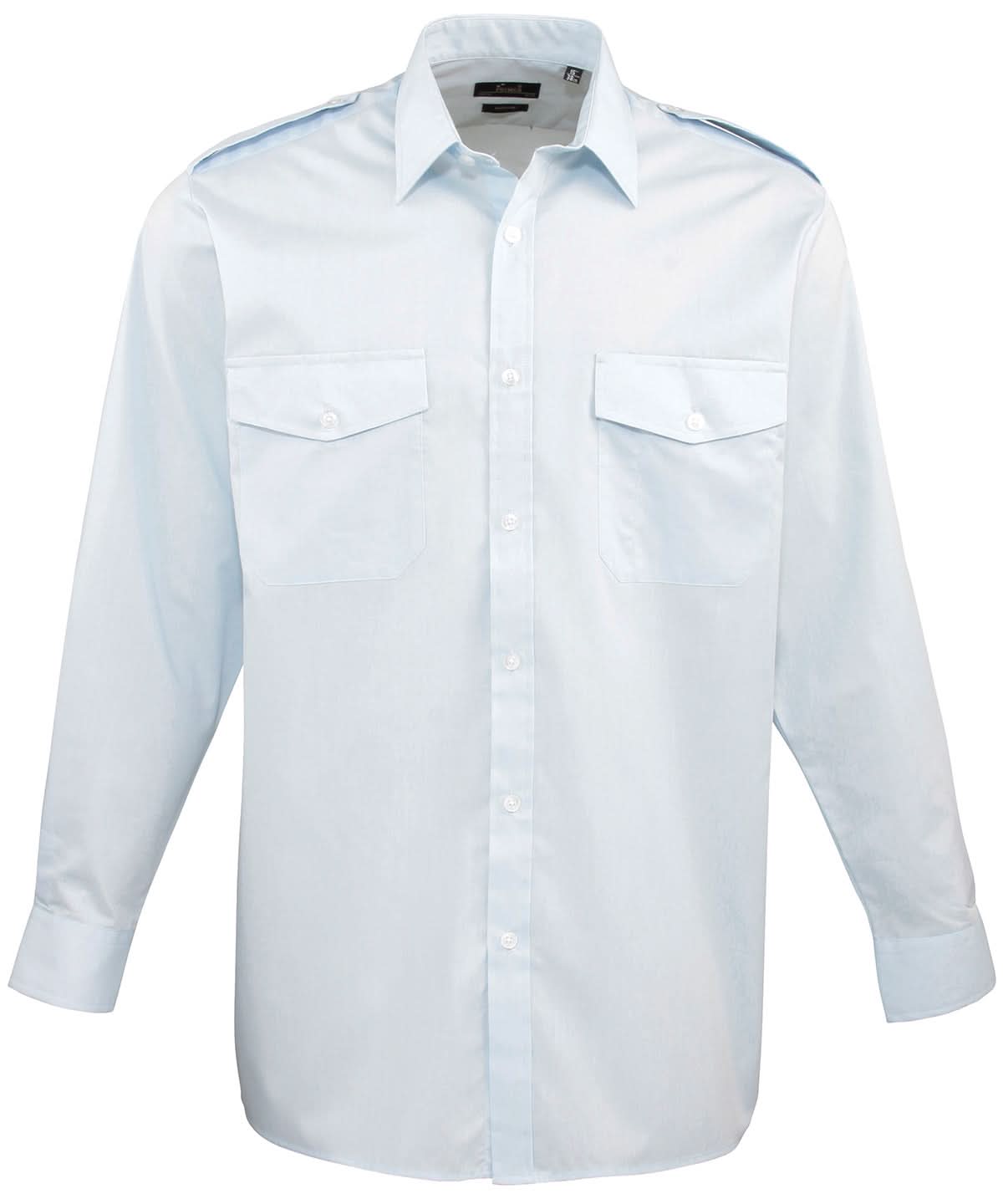 PR210: Long Sleeve Mens Pilot Shirt Mens Long Sleeve Shirts Premier Light Blue 14.5"