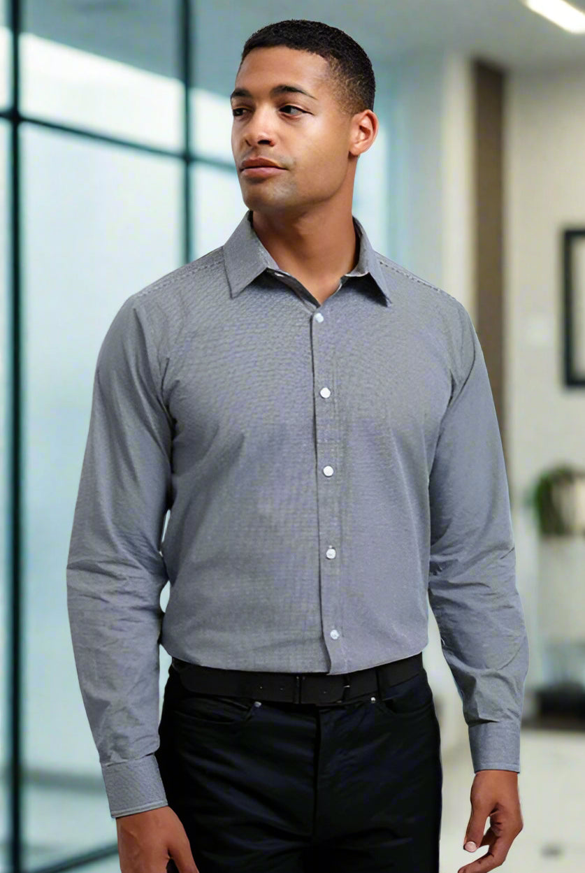 PR220: Mens Microcheck Shirt Mens Long Sleeve Shirts Premier