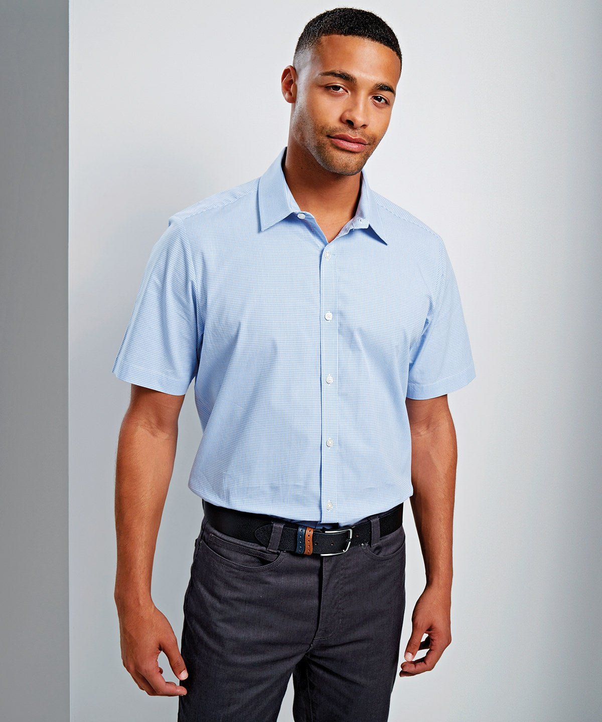 PR221 - Mens Microcheck Shirt Mens Short Sleeve Shirts Premier