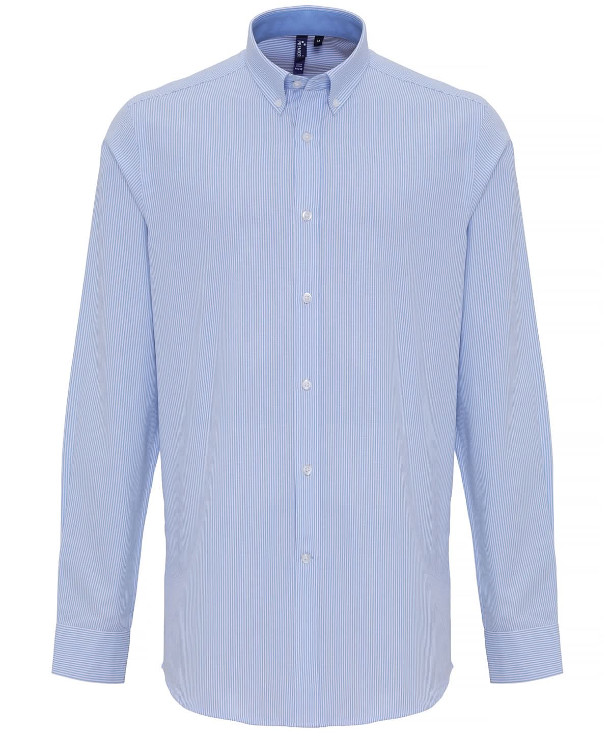 PR238: Mens Long Sleeve Oxford Shirt Mens Long Sleeve Shirts Premier White/Oxford Blue S