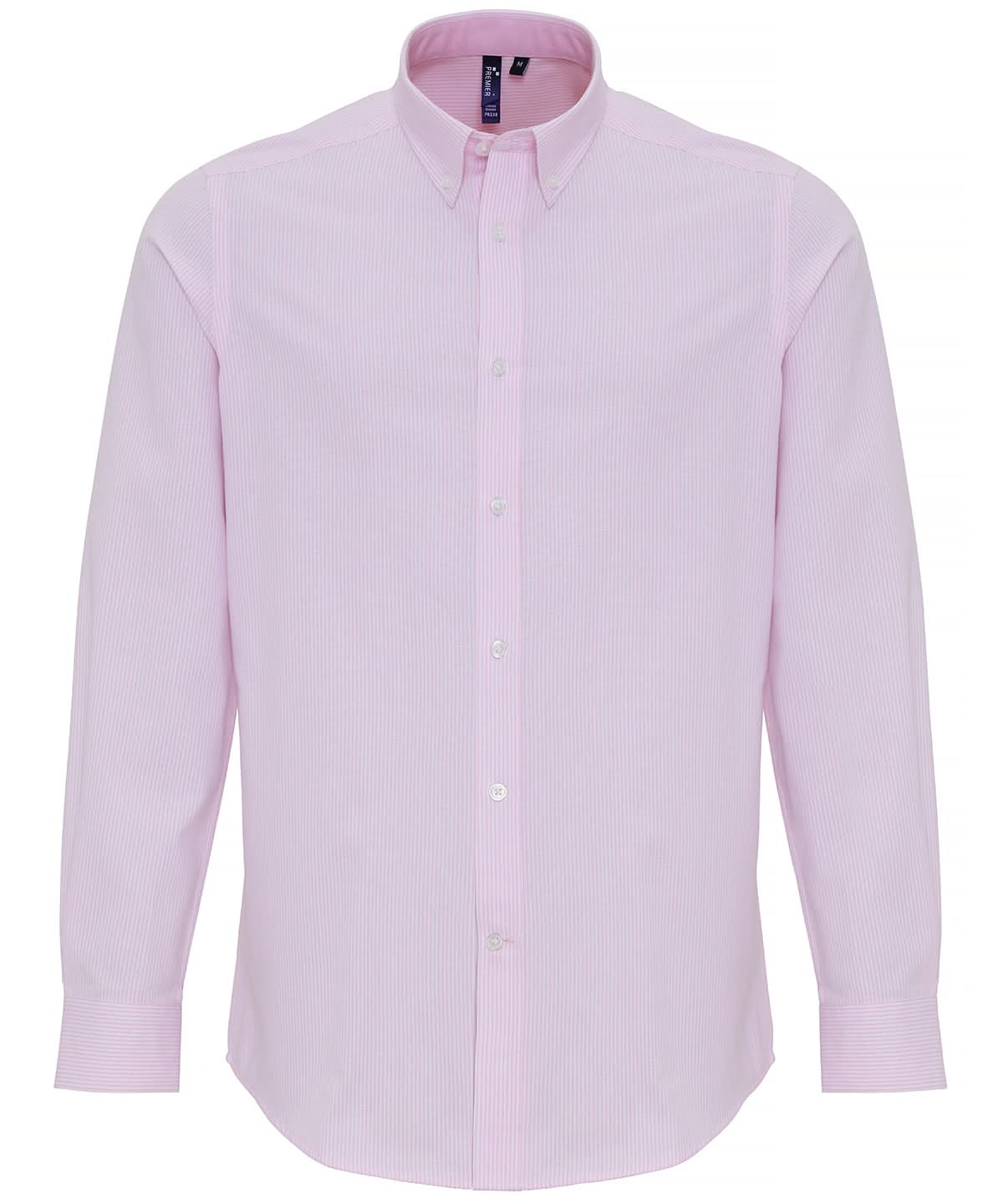PR238: Mens Long Sleeve Oxford Shirt Mens Long Sleeve Shirts Premier White/Pink S