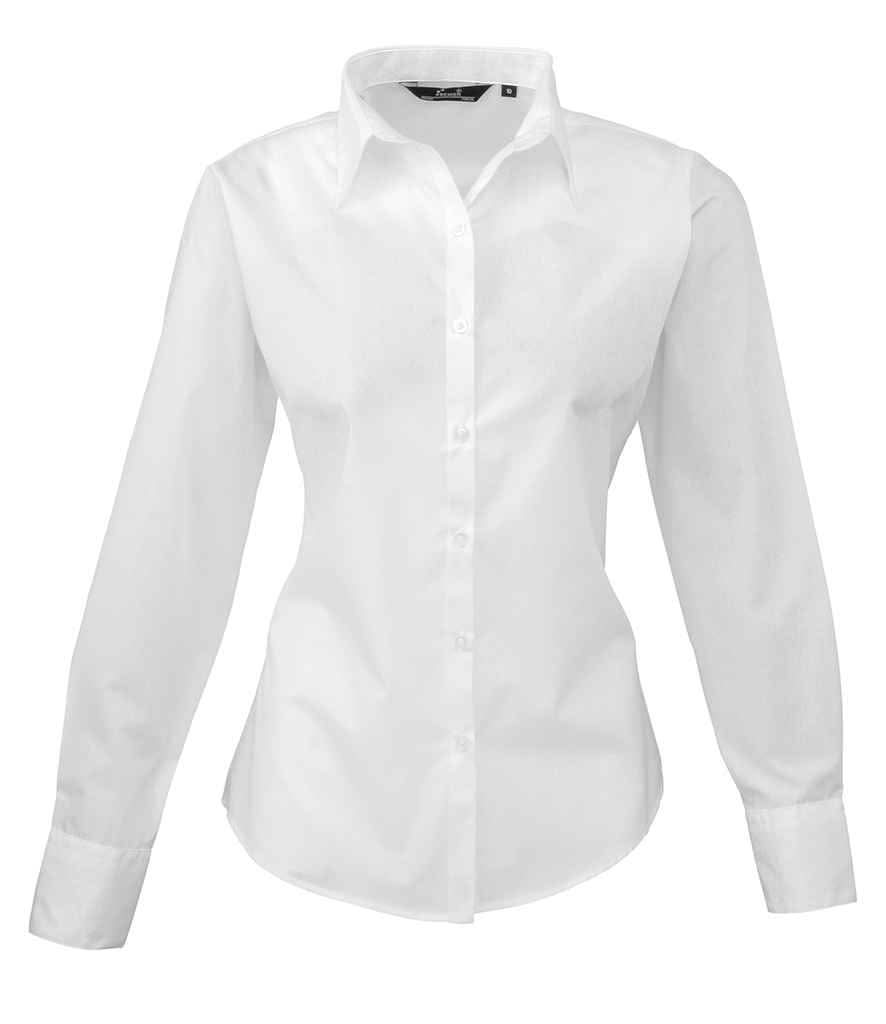 PR300: Ladies Long Sleeve Poplin Shirt Womens Long Sleeve Shirts Premier