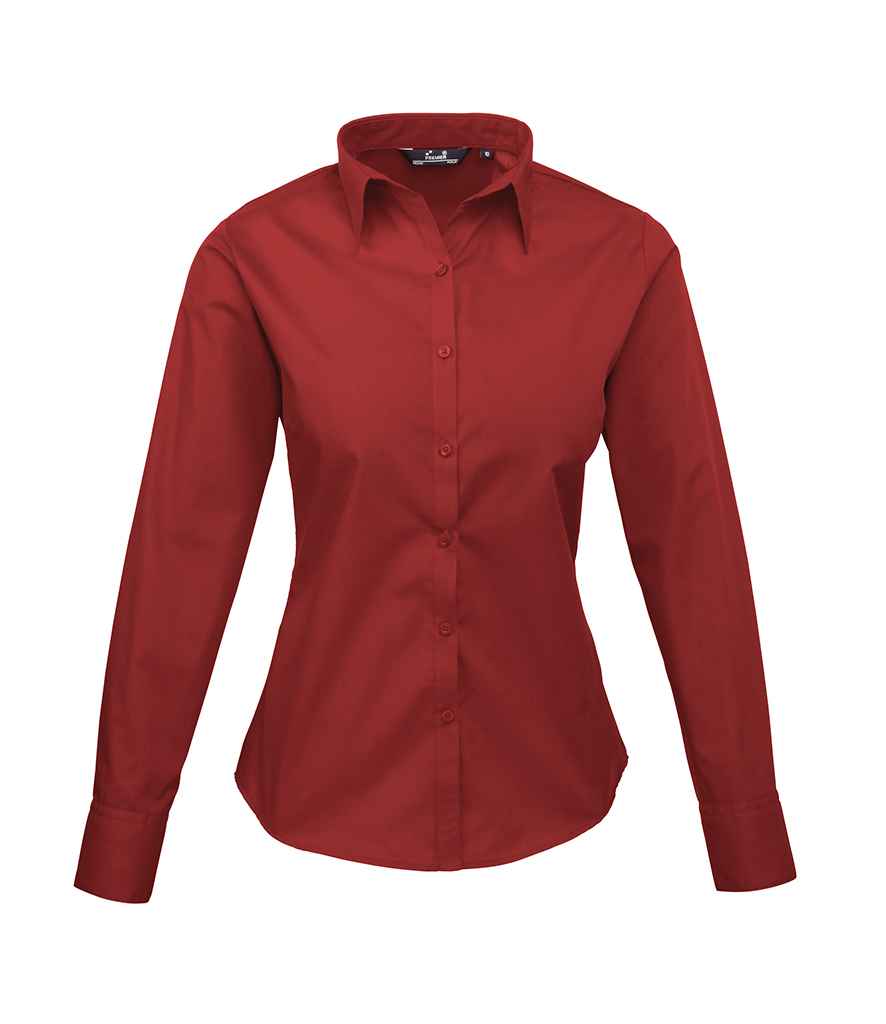 PR300: Ladies Long Sleeve Poplin Shirt Womens Long Sleeve Shirts Premier