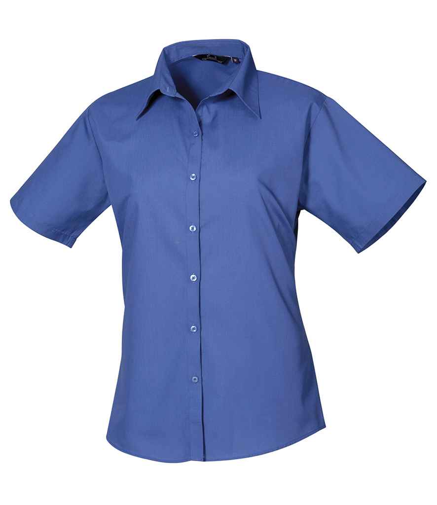 PR302: Ladies Short Sleeve Poplin Shirt Womens Short Sleeve Shirts Premier Royal 6