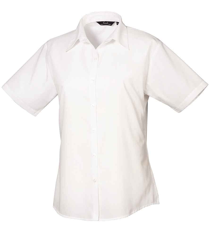 PR302: Ladies Short Sleeve Poplin Shirt Womens Short Sleeve Shirts Premier White 6