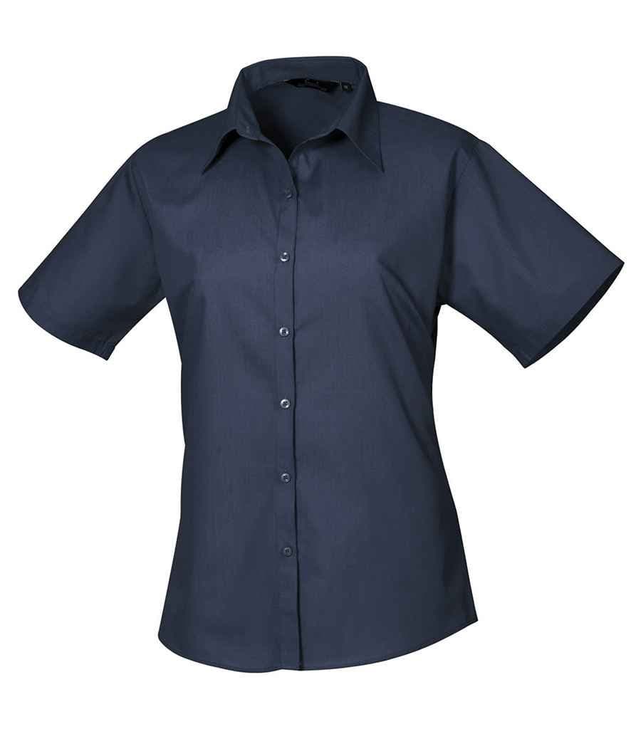 PR302: Ladies Short Sleeve Poplin Shirt Womens Short Sleeve Shirts Premier