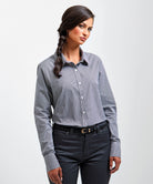 PR320: Ladies Microcheck Shirt Womens Long Sleeve Shirts Premier