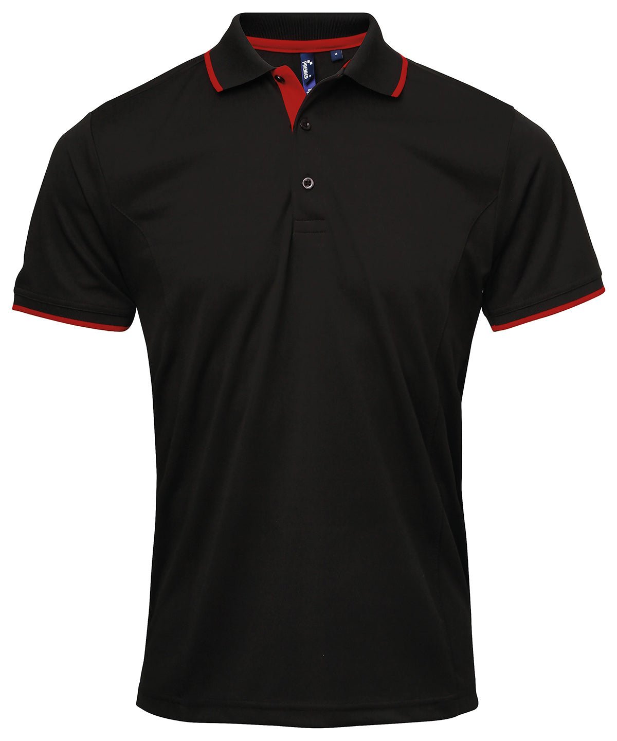 PR618: Coolchecker Contrast Mens Polo Mens Polos Premier Black/Red S
