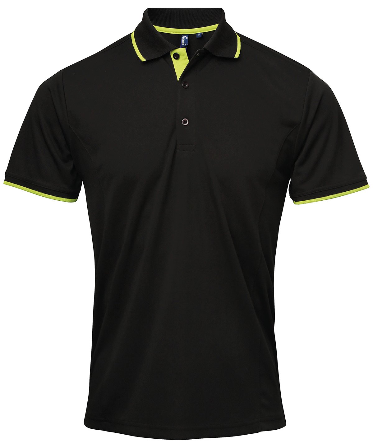 PR618: Coolchecker Contrast Mens Polo Mens Polos Premier Black/Lime S