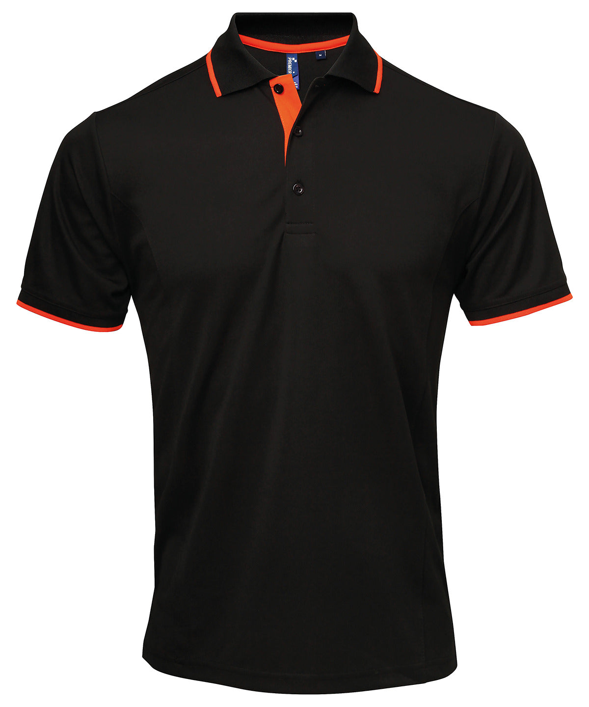 PR618: Coolchecker Contrast Mens Polo Mens Polos Premier Black/Orange S