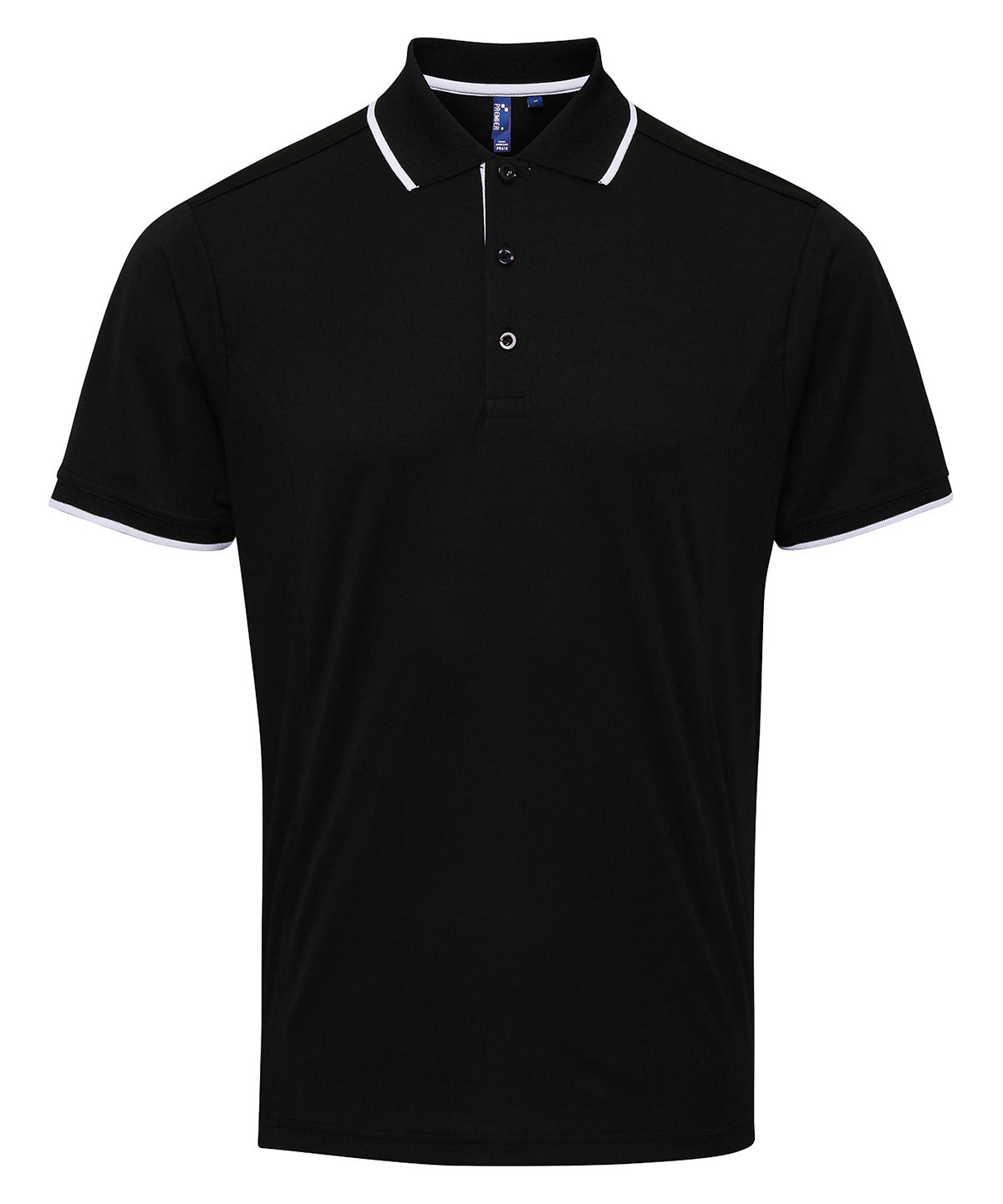 PR618: Coolchecker Contrast Mens Polo Mens Polos Premier Black/White S