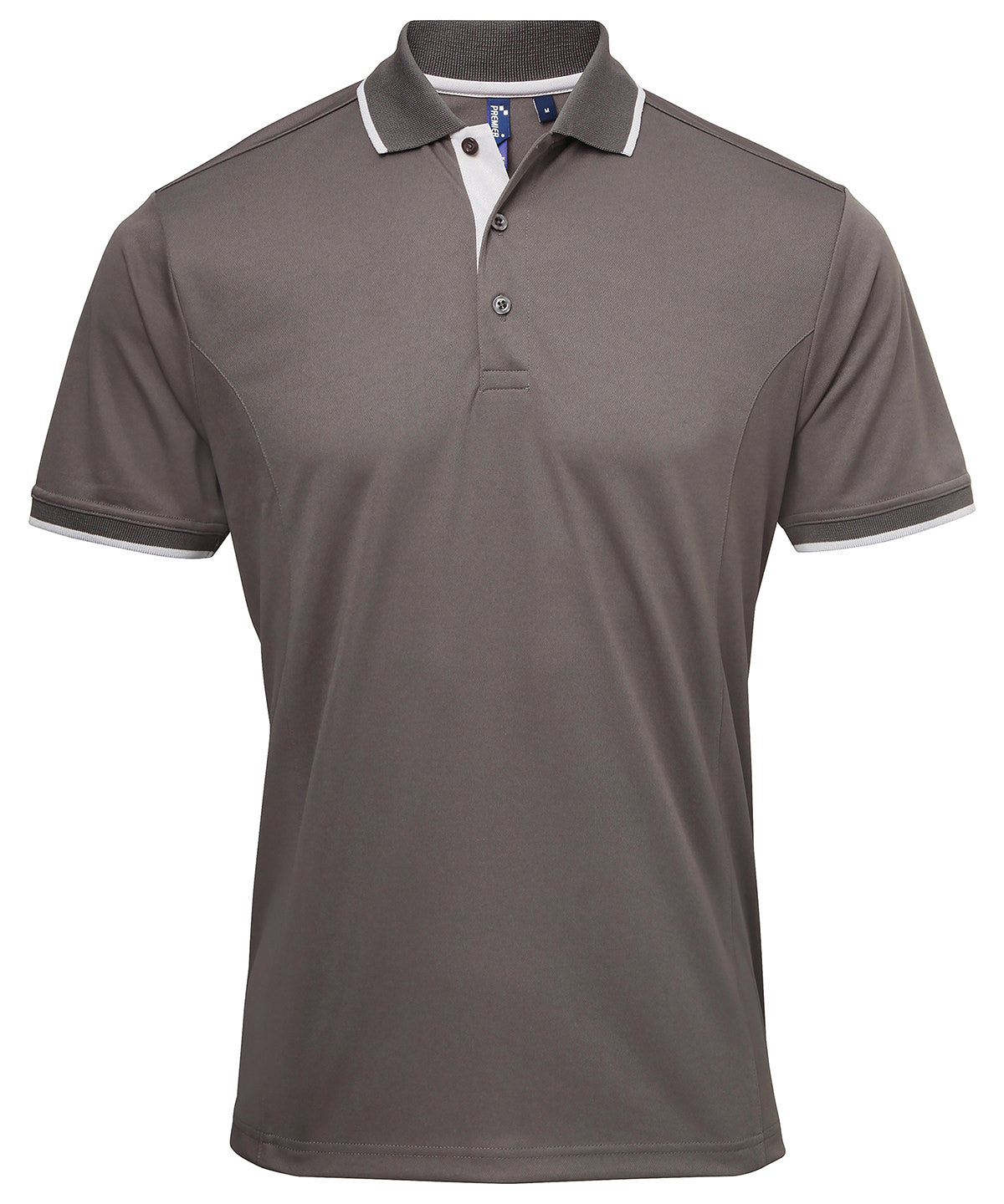 PR618: Coolchecker Contrast Mens Polo Mens Polos Premier Dark Grey/Silver S