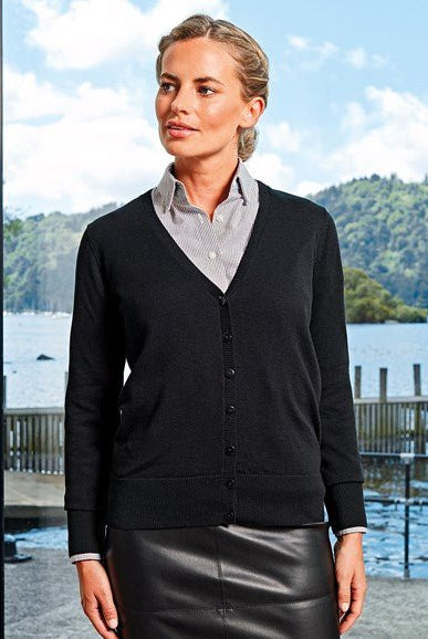 PR697: Ladies V-Neck Knitted Cardigan Womens Knitwear Premier