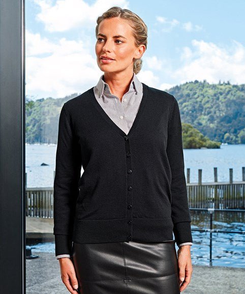 PR697: Ladies V-Neck Knitted Cardigan Womens Knitwear Premier
