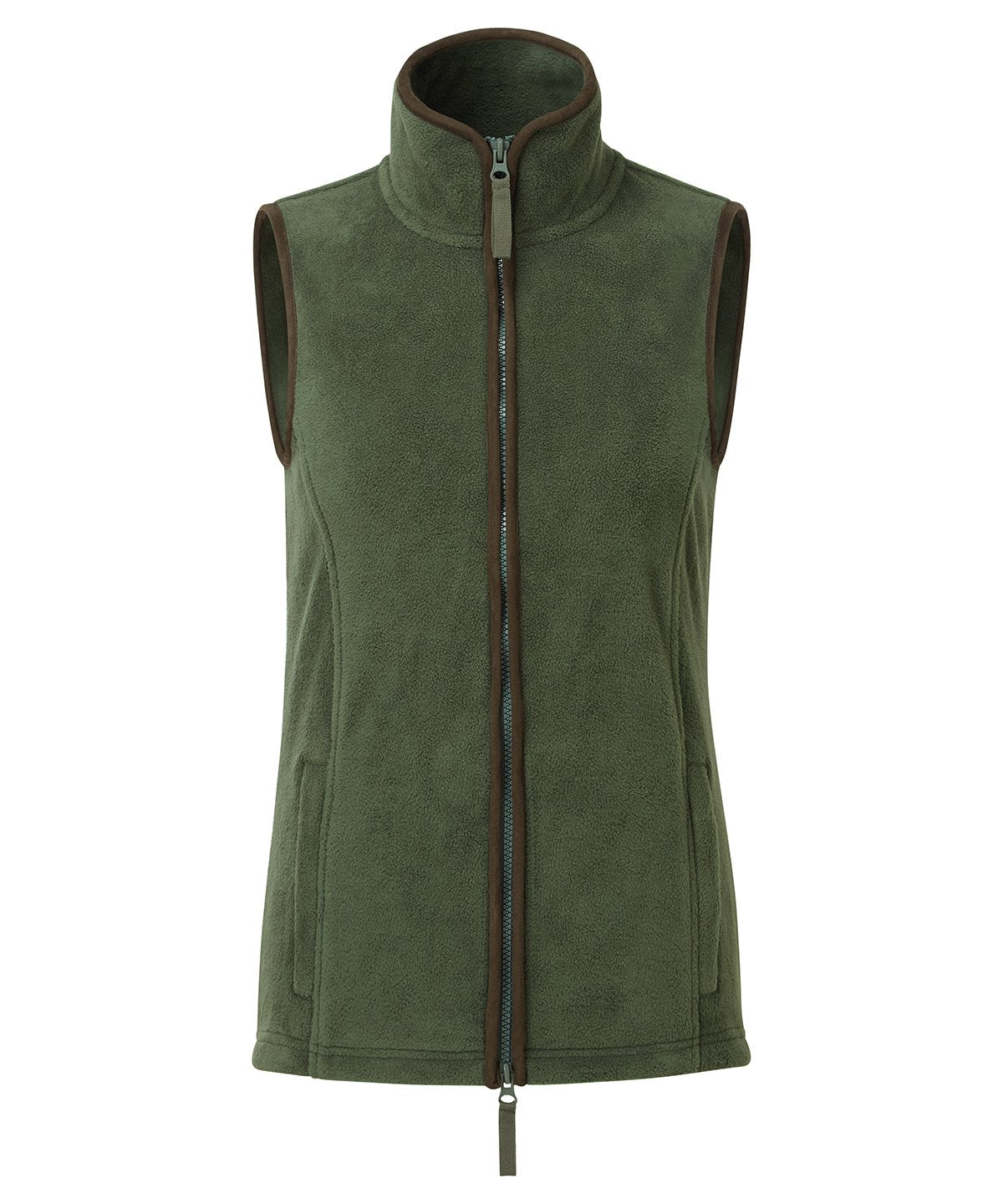 PR804: Artisan Ladies Fleece Gilet Jacket Womens Bodywarmers Premier Moss Green/Brown XS