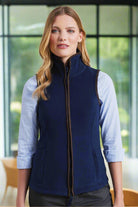 PR804: Artisan Ladies Fleece Gilet Jacket Womens Bodywarmers Premier Navy/Brown XS