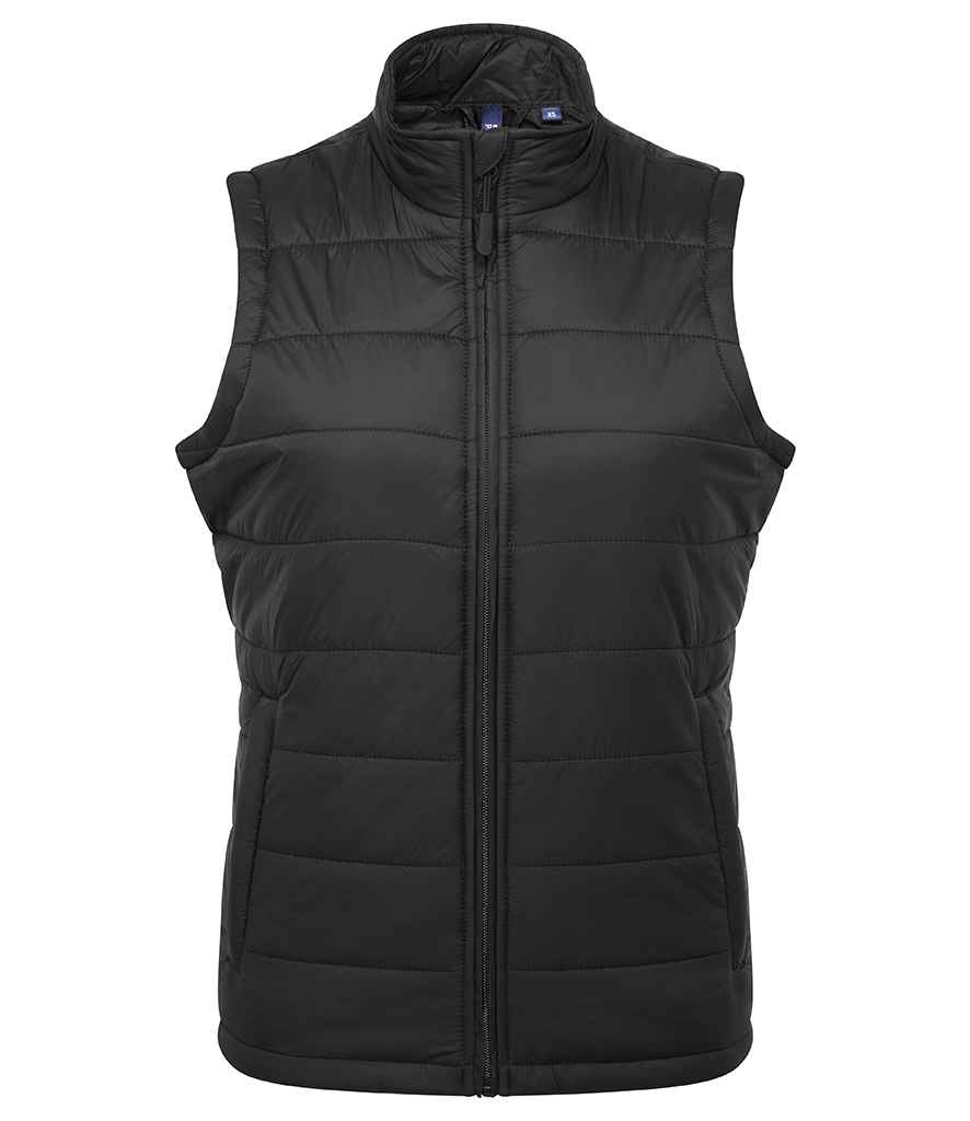 PR815: Ladies Padded Gilet Jacket Womens Bodywarmers Premier Black XS