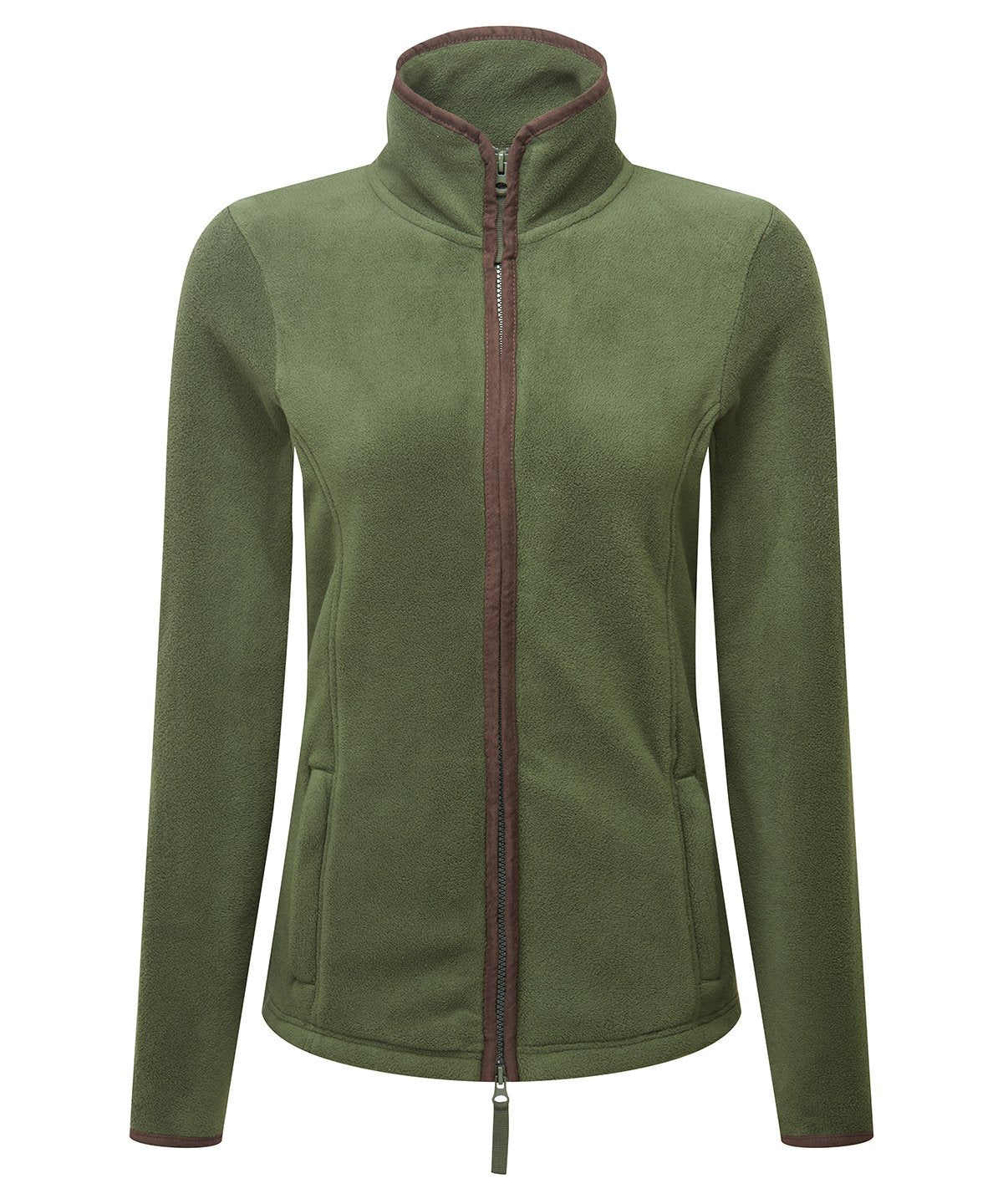 PR824: Artisan Ladies Fleece Jacket Womens Fleeces Premier Moss Green/Brown XS