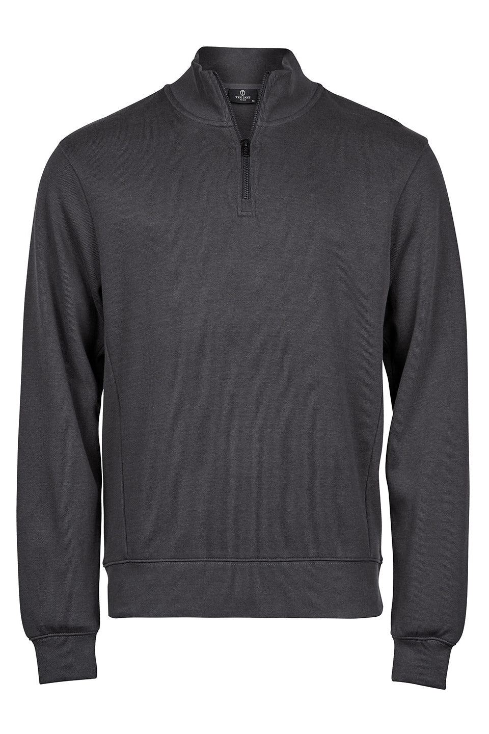 Ribbed Interlock Half-Zip Mens Sweatshirts Tee Jays Dark Grey S