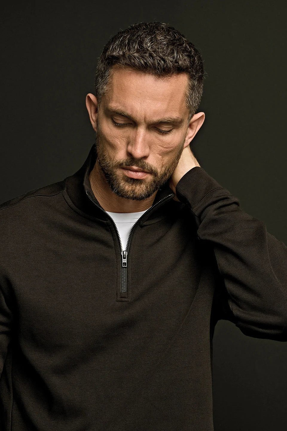 Ribbed Interlock Half-Zip Mens Sweatshirts Tee Jays