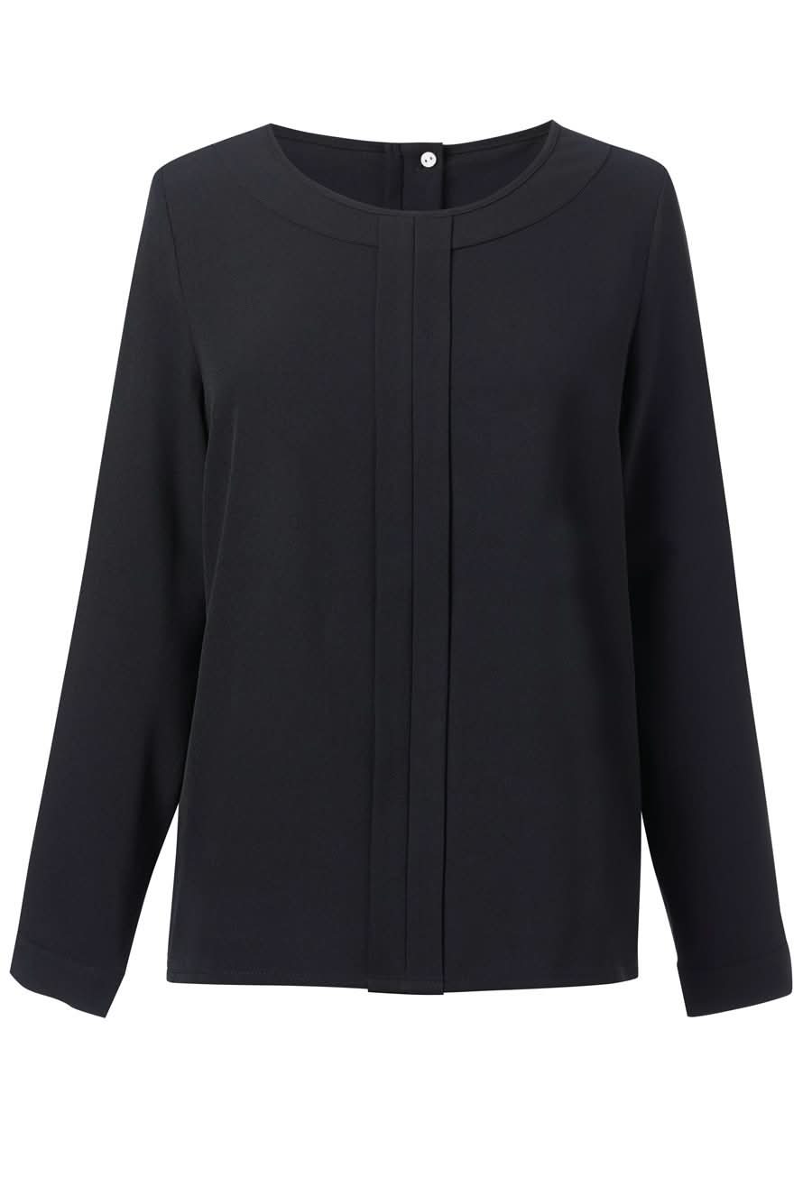 Roma Plain Ladies Crepe de Chine Blouse Blouses Brook Taverner Black 6