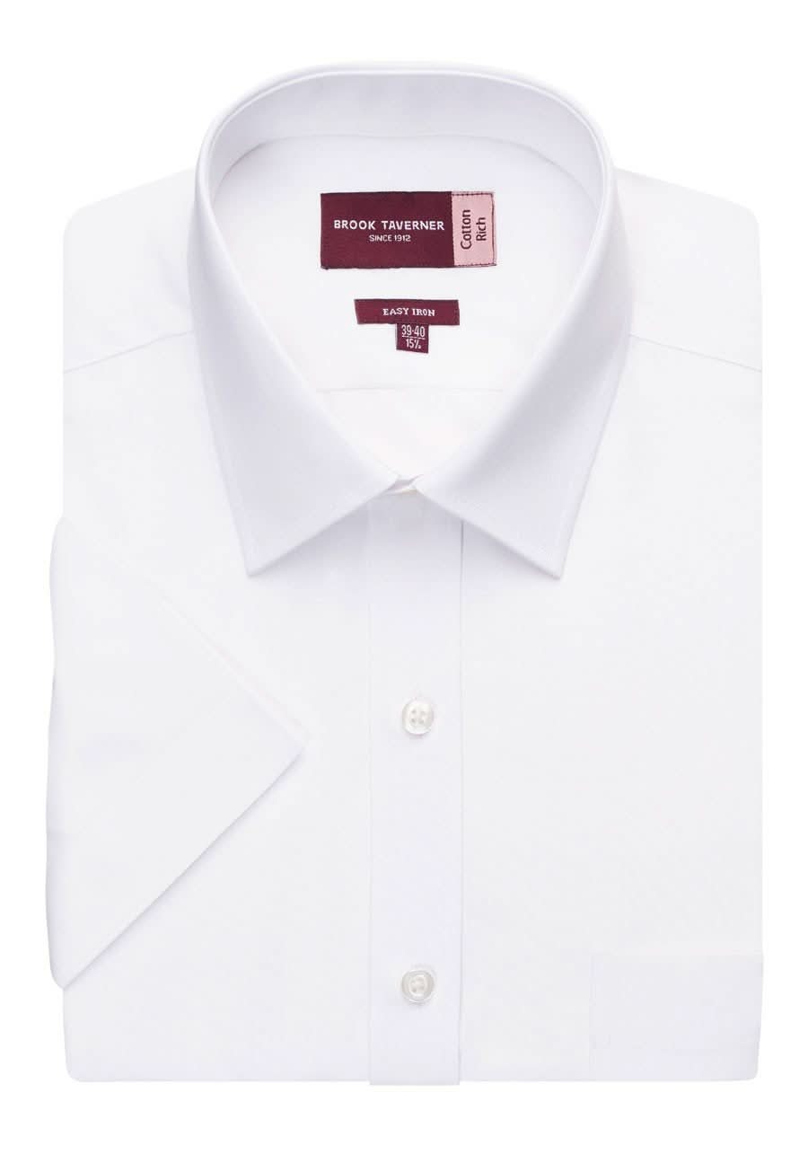 Rosello Mens Classic Fit Shirt Mens Short Sleeve Shirts Brook Taverner White 14.5"