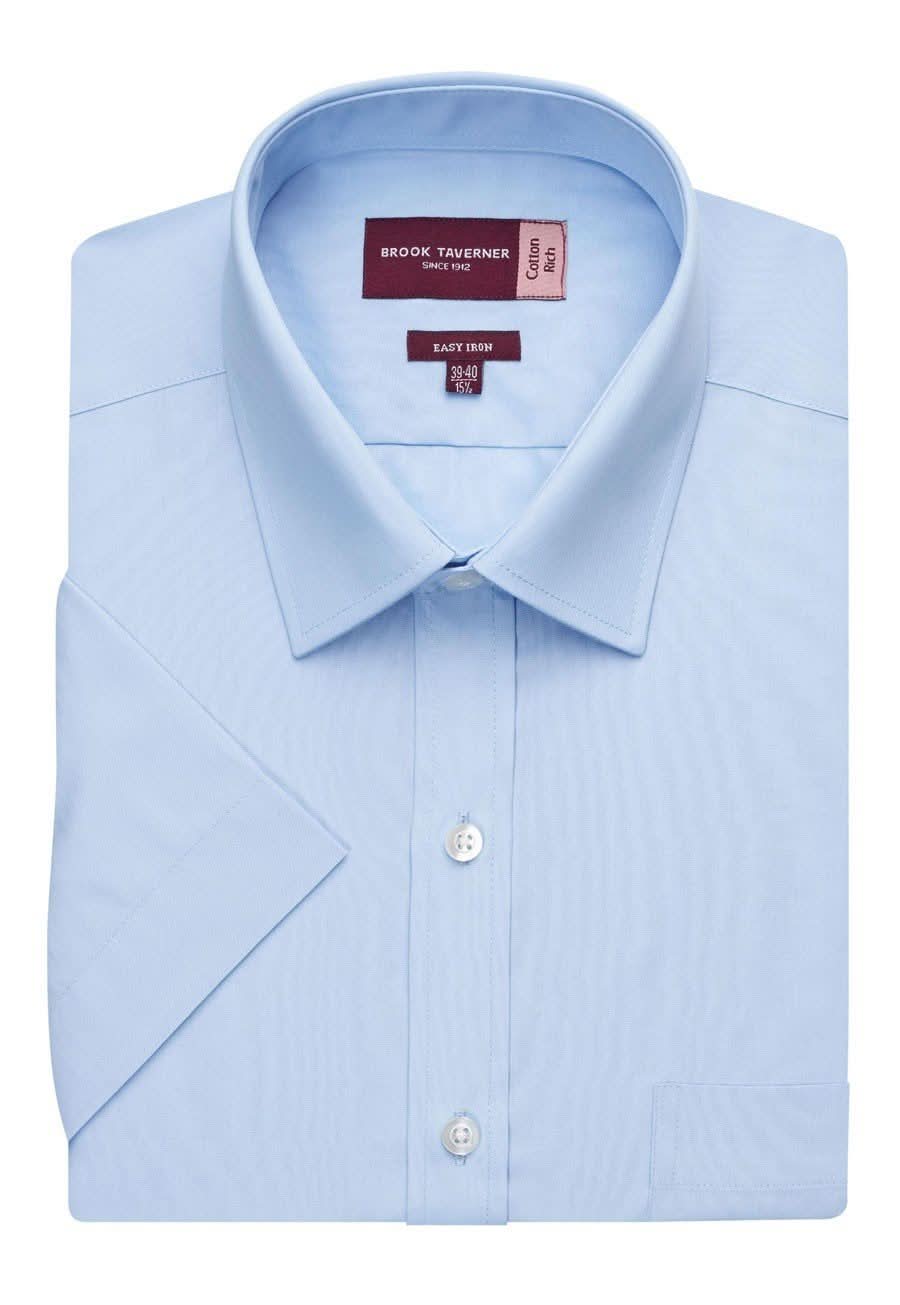 Rosello Mens Classic Fit Shirt Mens Short Sleeve Shirts Brook Taverner Blue 14.5"