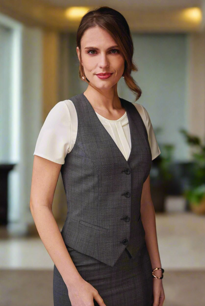 Scapoli Signature Women's Waistcoat Ladies Waistcoat Brook Taverner Grey Check 6