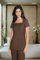Shannon Ladies Beauty Tunic Beauty Tunics Diamond Designs Brown Linen 6