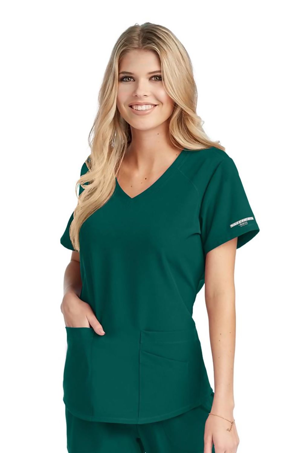 Skechers Breeze Womens Scrub Top Ladies Scrub Top Skechers Hunter Green XXS