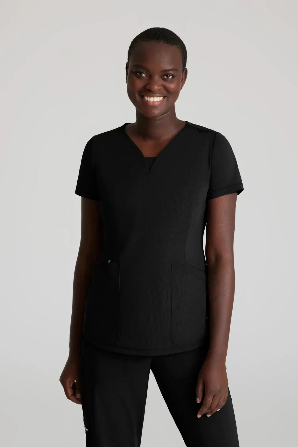 Skechers Slip-Ins Womens Serene Knit Scrub Top Ladies Scrub Top Skechers Black XXS
